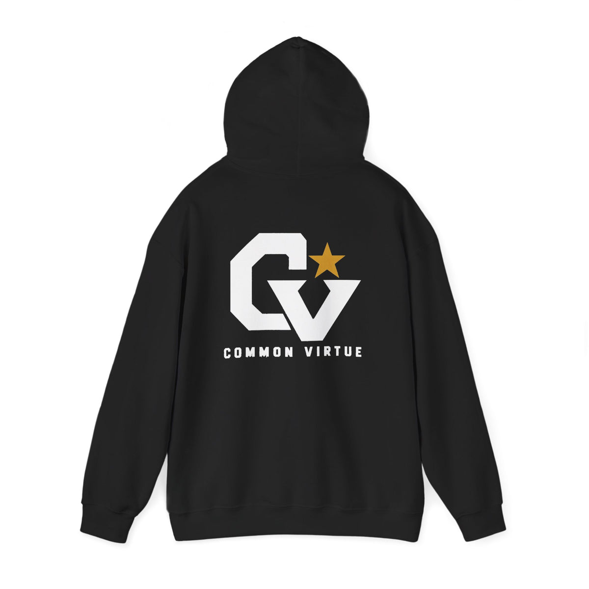 Common Virtue GV Logo Hoodie – Black Graphic Pullover