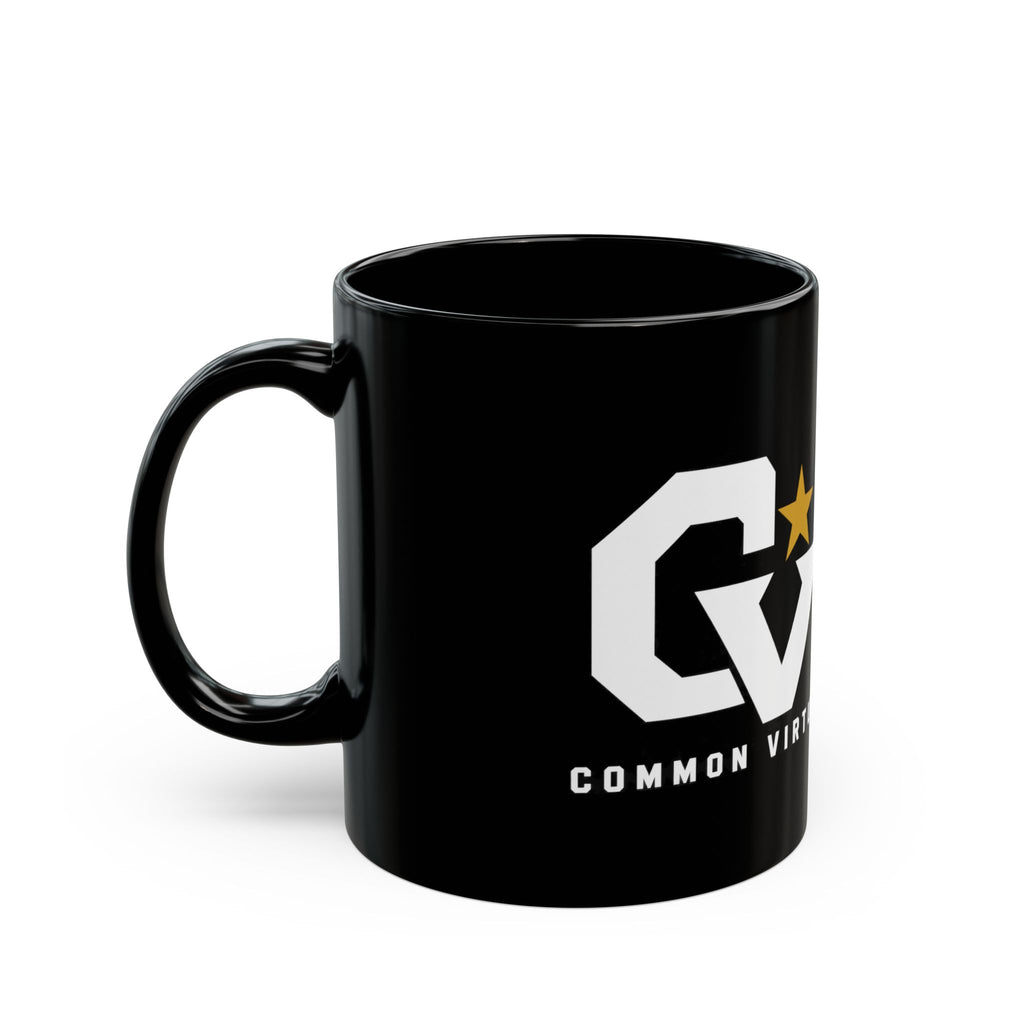 Black Mug — Common Virtue Logo Coffee Cup (11oz & 15oz)