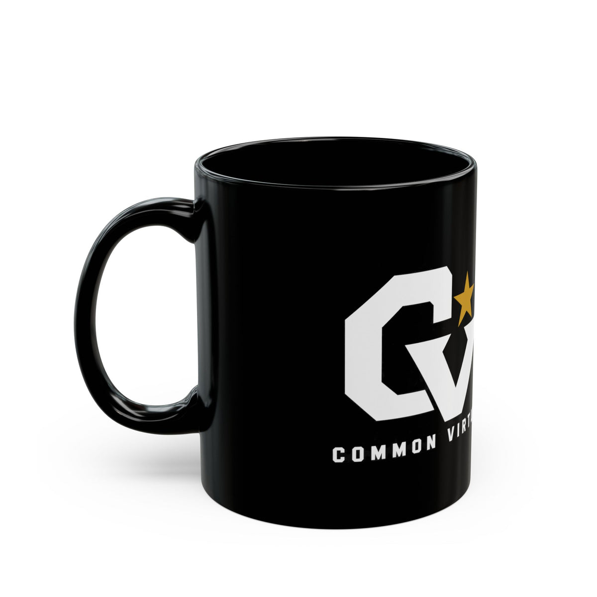 Black Mug — Common Virtue Logo Coffee Cup (11oz & 15oz)