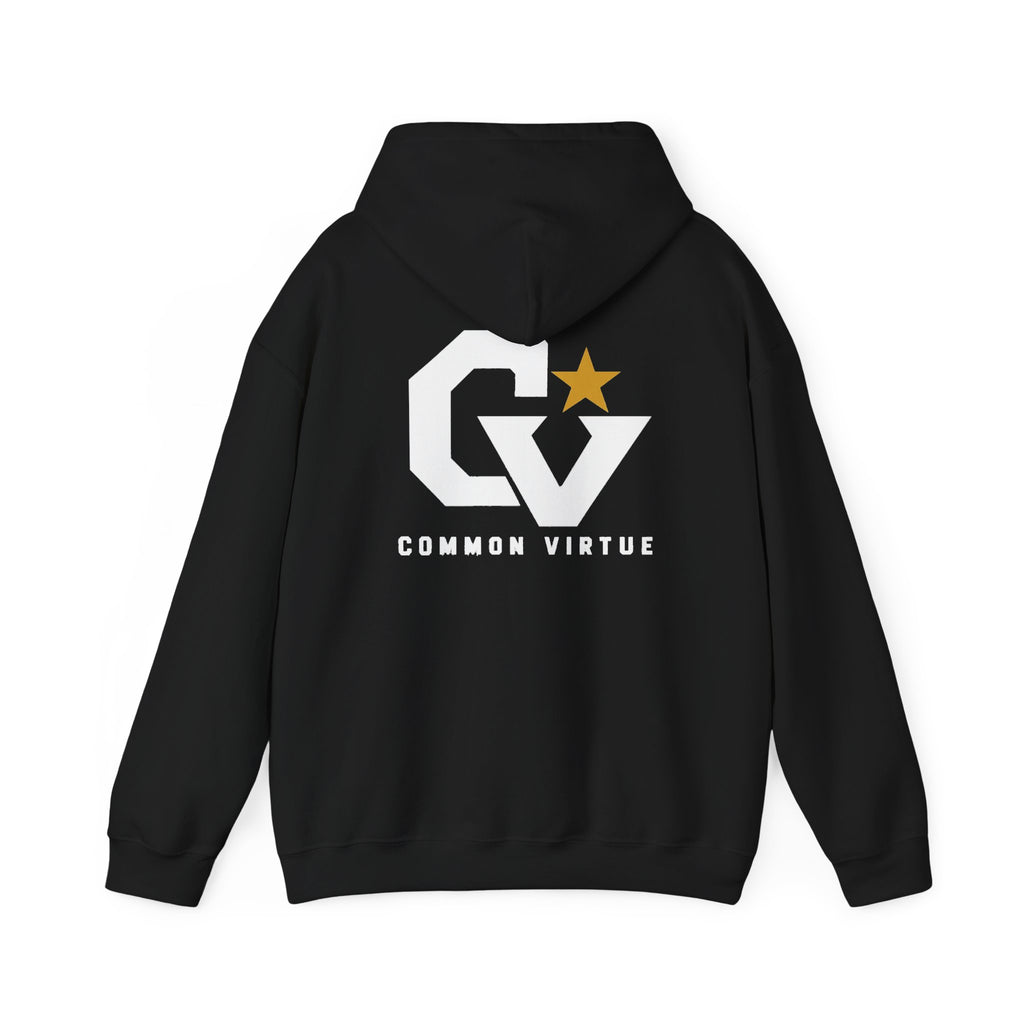 Common Virtue GV Logo Hoodie – Black Graphic Pullover