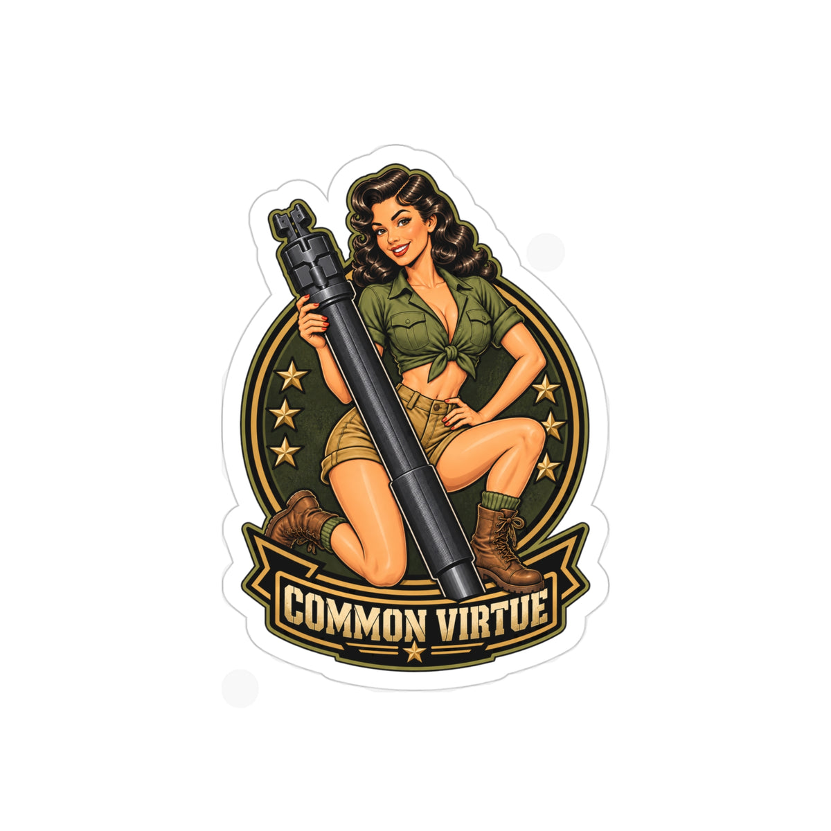 Common Virtue Pin-Up Die-Cut Outdoor Sticker