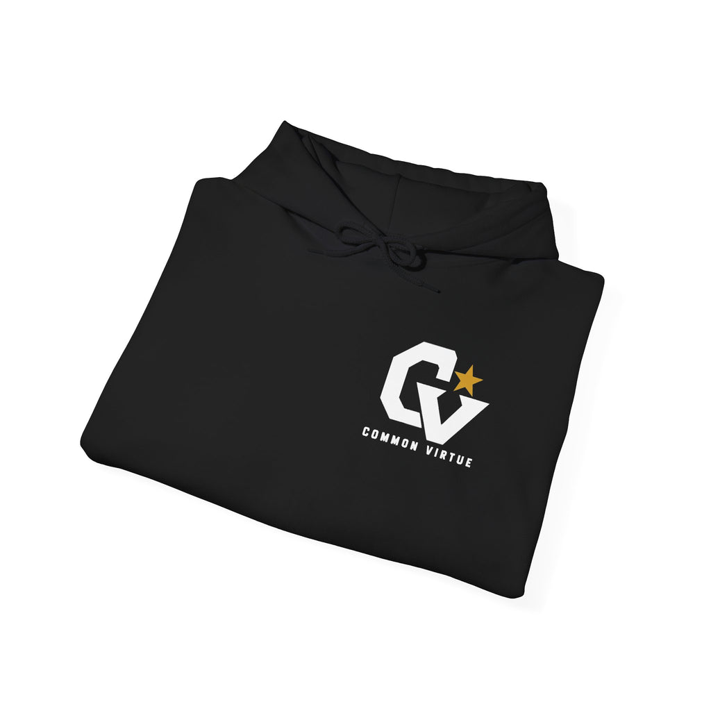 Common Virtue GV Logo Hoodie – Black Graphic Pullover